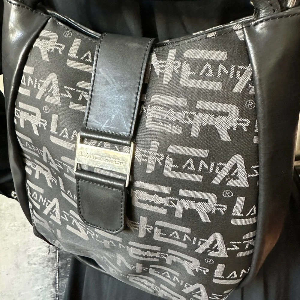 Lancaster Paris Black Logo Backpack Bag